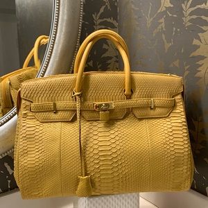 Yellow python skin bag
